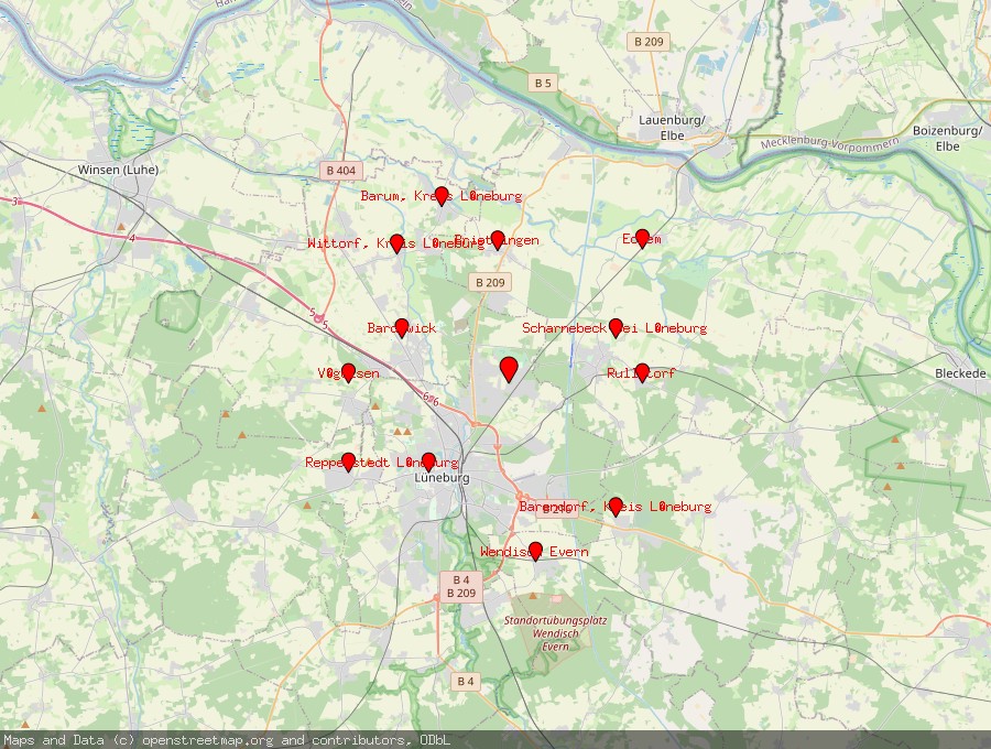 Landkarte von Adendorf, Kreis Lüneburg