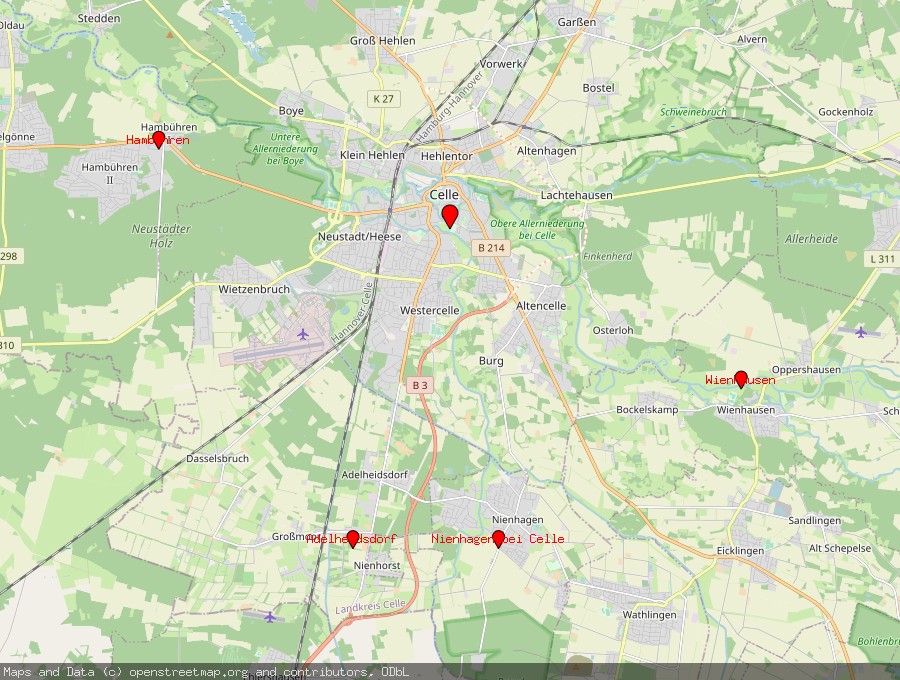 Landkarte von Celle