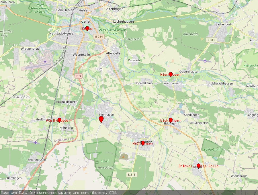 Landkarte von Nienhagen bei Celle