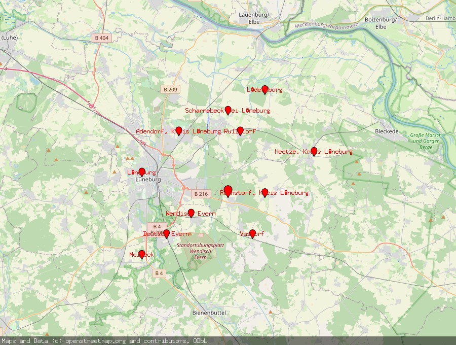 Landkarte von Barendorf, Kreis Lüneburg